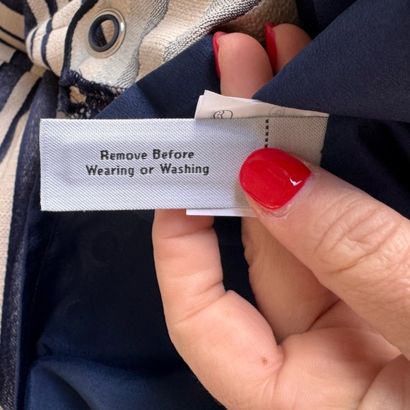 J.CREW Striped Scalloped Shift Dress 2 Grommets Navy/Ivory Sleeveless‎ Coastal - Picture 8 of 10